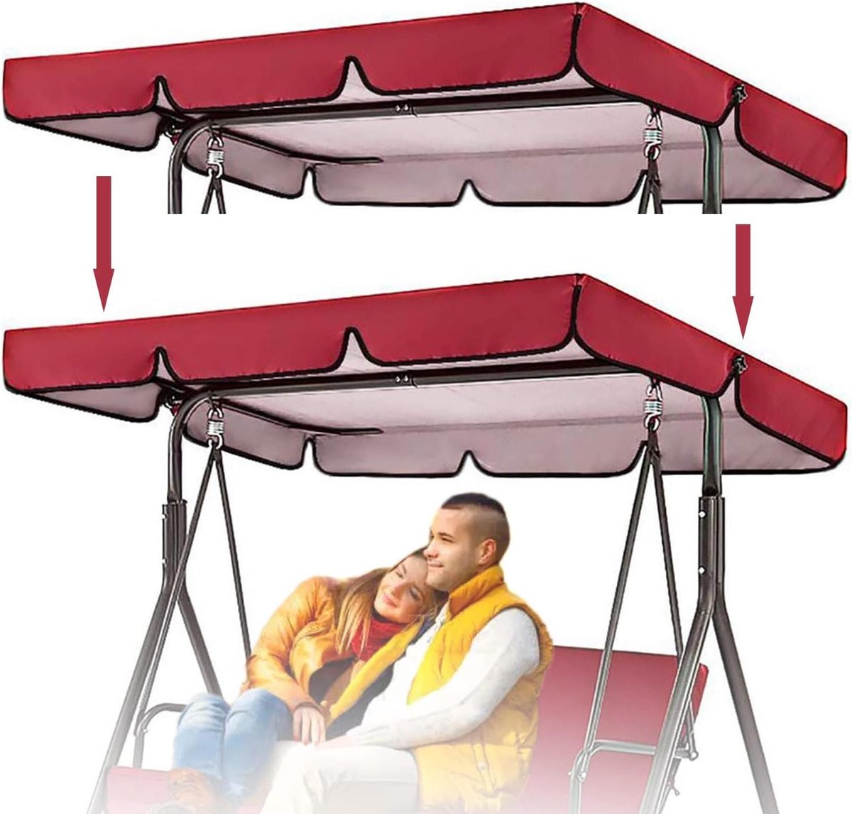 Schommelbank Luifel - Hangmathoes Terras - Bescherming Buiten - Windbestendig Hoekzakken - 195x125x15 cm - Groen