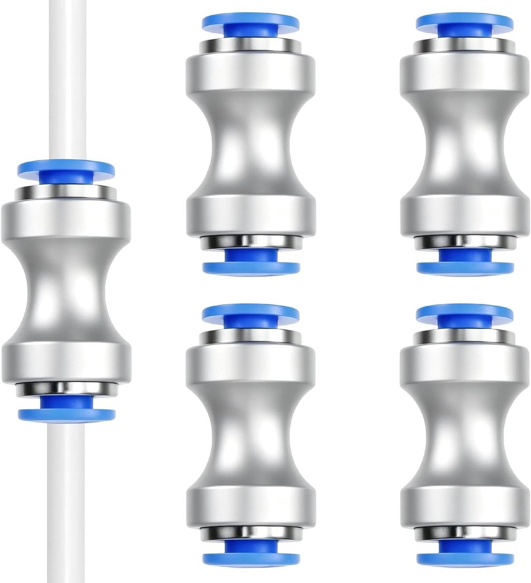 Pneumatische Connectoren - Slangkoppelingen - 3D Printer Onderdelen - Lekvrije Vergrendeling - 4 Stuks 13 mm - Zilver