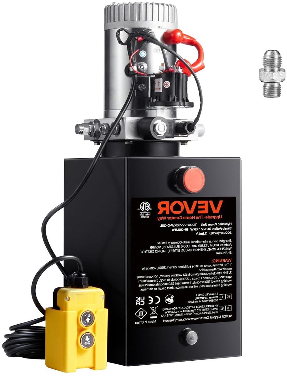 Hydraulische Pomp - Aggregaat Kracht - Zware Machines Hefen - 12V DC Motor - 20L Tank - Zwart