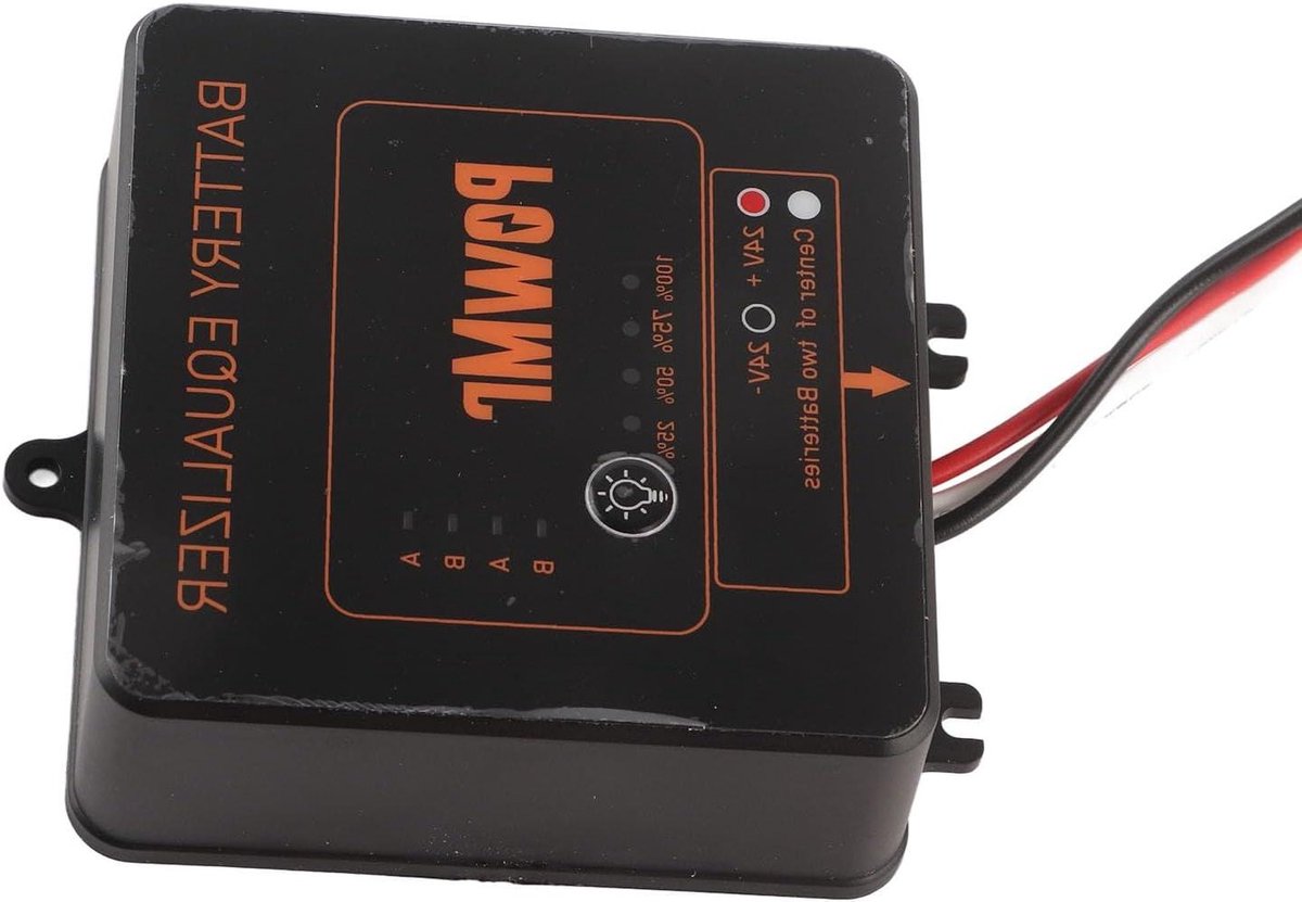Batterij-equalizer Zwarte Zonnestelsel-balancer met Omgekeerde Verbindingsbescherming voor 2 X 12V-batterijen