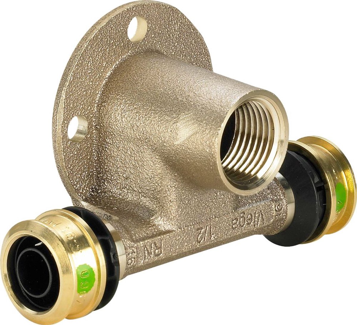 Viega Raxofix wandplaten-T-stuk, d 16mm, Rp 1/2 siliciumbrons Model 5324.3, 647803