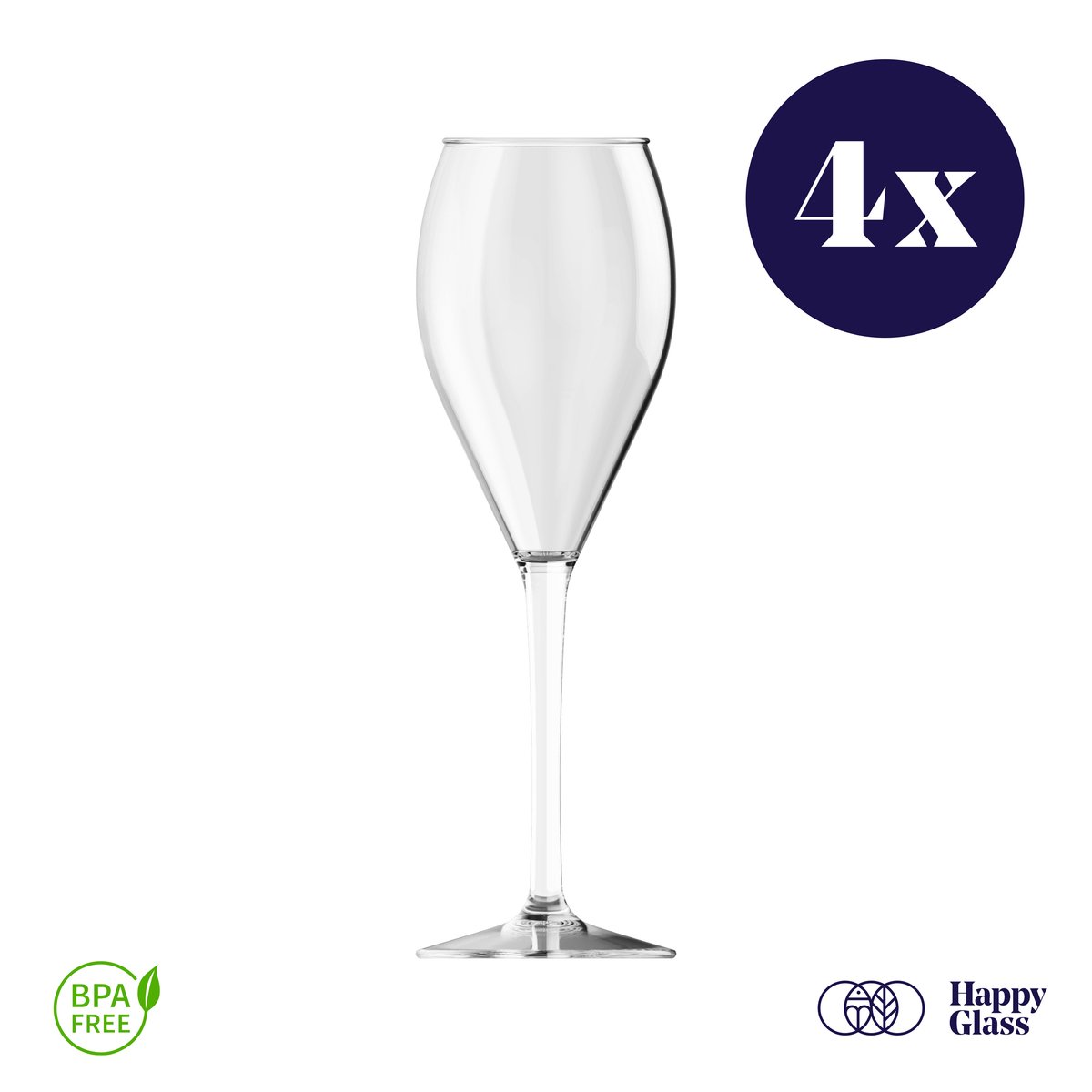 Onbreekbare champagne glazen - HappyGlass - Miss Muse (Champagne 4 pc)