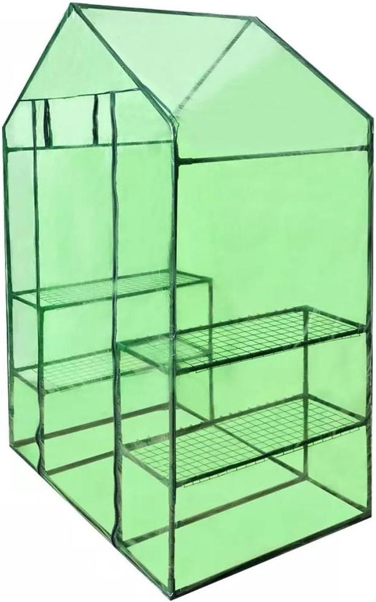 Tuinkas met planken - Kweekkas buiten - Planten beschermen - UV en vorstbestendig - 76 x 355 cm - Groen