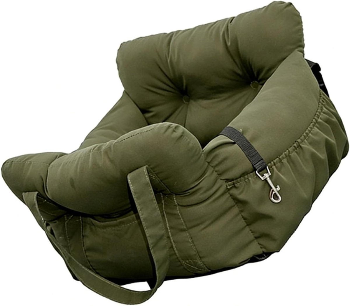Huisdier Autostoel - Reisbed - Veilig Reizen - Met Opbergvakken - 70x60x33cm - Groen