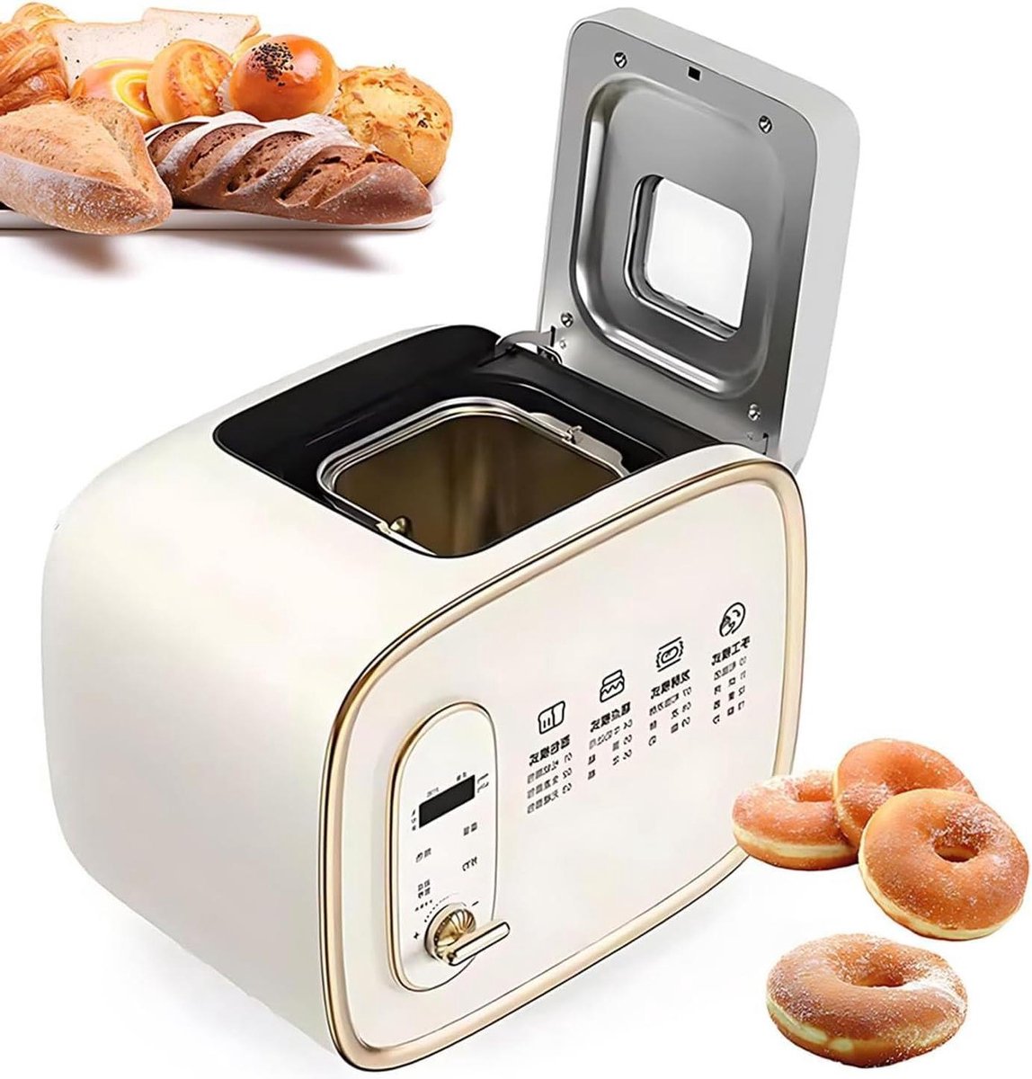 Broodbakmachine - Automatische bakker - Zelf brood bakken - 13 voorgeprogrammeerde menu's - 600 gram capaciteit - Wit