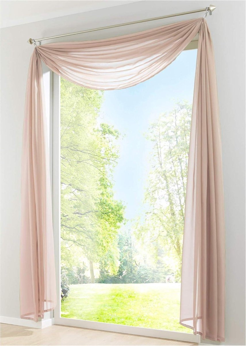 Transparant Gordijn - Voile Sjaal - Woonkamer Decoratie - Lichtgewicht Kwaliteit - 140x800cm - Zand