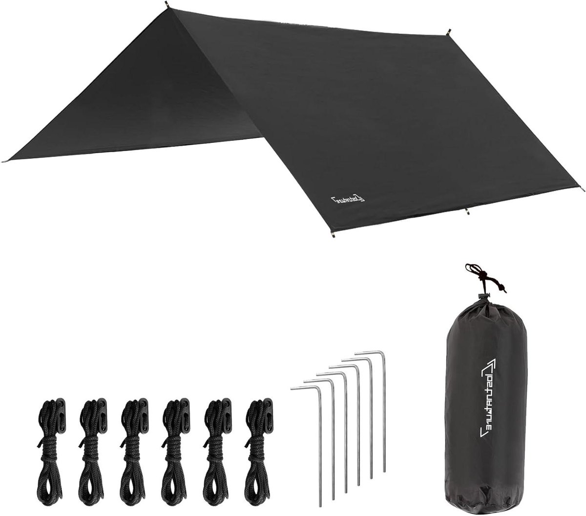 Campingzeil Waterdicht - Regenzeil Buiten - Bescherming Kamperen - Lichtgewicht Ontwerp - 293 x 366 cm - Zwart