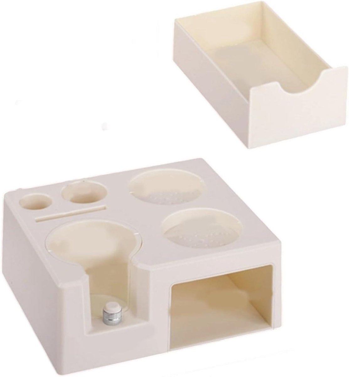 Koffie Tamper Station - Espresso Houder - Koffie Bereiden - Met Lade - 17.6 x 15.5 x 7.7 cm - Wit