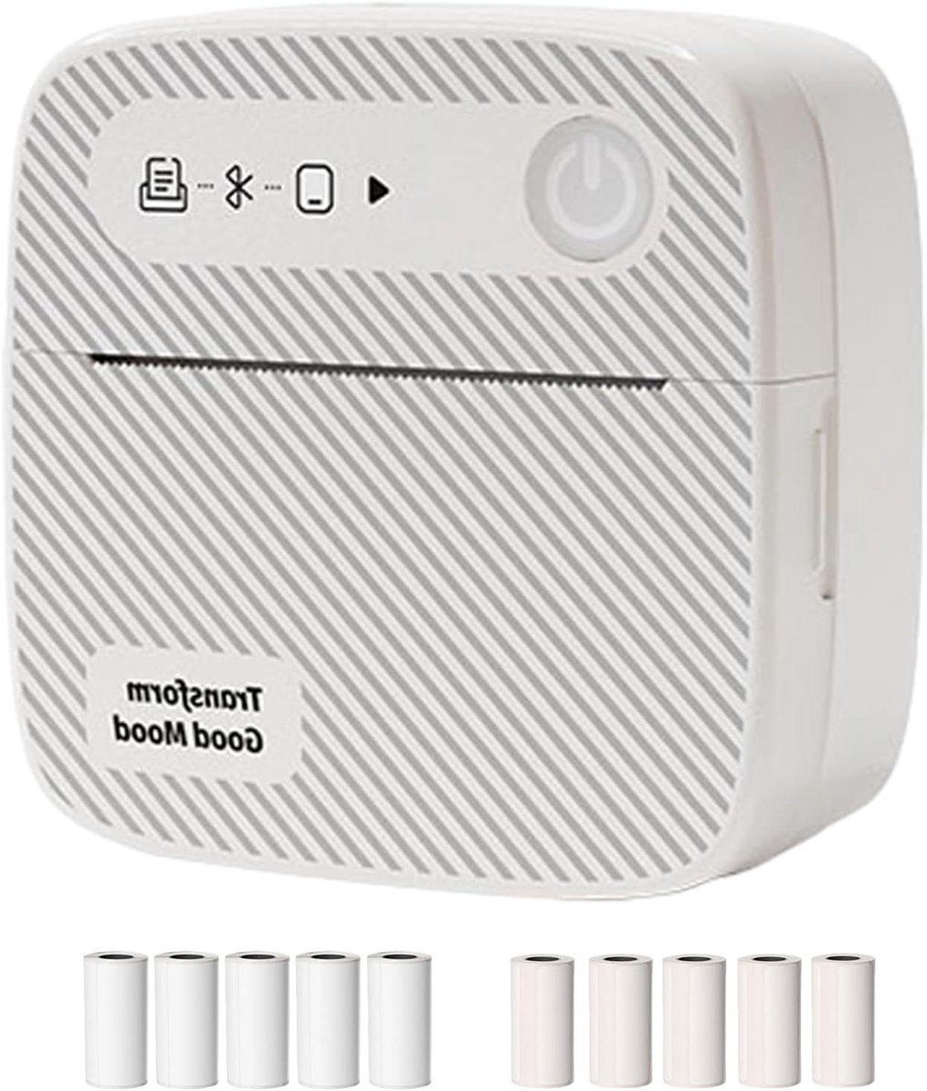 Draagbare thermische printer - Label maker - Foto's afdrukken - Draadloze connectiviteit - Compact formaat - Wit