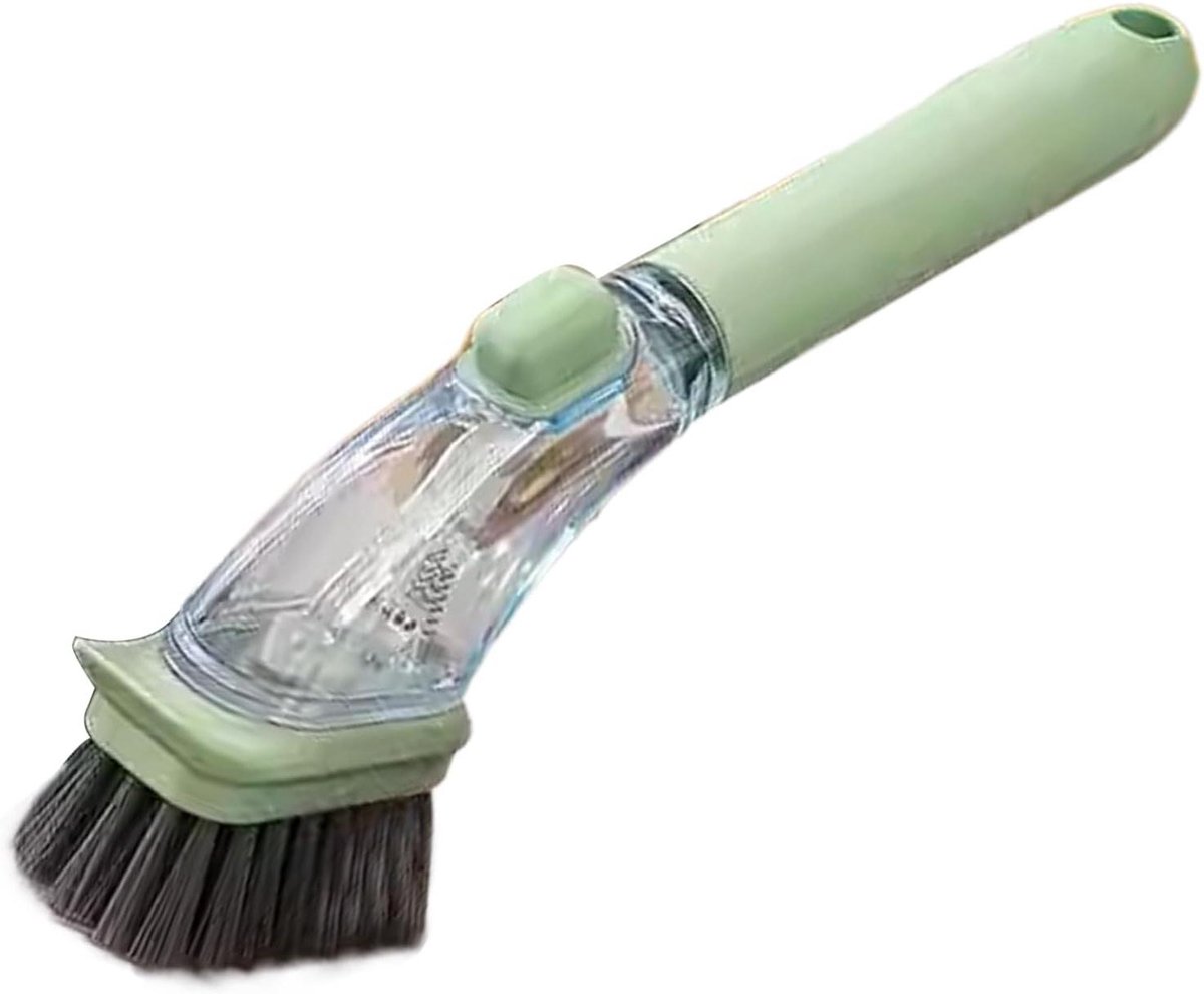 Navulbare Afwasborstel - Zeepdispenser Borstel - Keuken Reinigen - Spatbescherming Systeem - 24.7cm Lengte - Groen