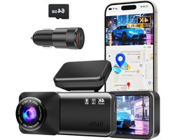 Dash Cam 4K - Auto Camera - Veilig Autorijden - Inclusief 64GB Kaart - 3.2 Inch Scherm - Zwart