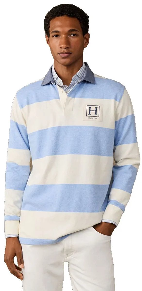 Hackett Hm5700018 Lange Mouw Poloshirt Blauw XL Man
