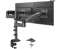 Dubbele Monitor Arm - Gasveer Stand - Ergonomisch Werken - Twee Montagemogelijkheden - 13-32 Inch - Zwart