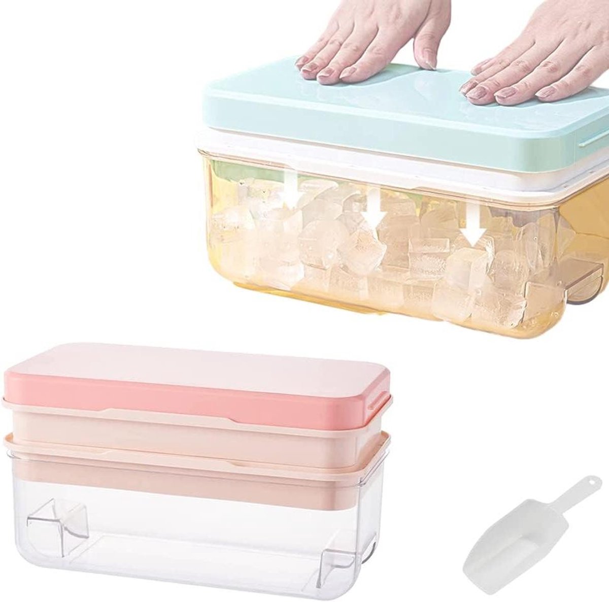 IJsblokjes Tray - IJsblokjes Maker - Dranken Koelen - Snelle Ontgrendeling - 64 Kubus Capaciteit - Roze