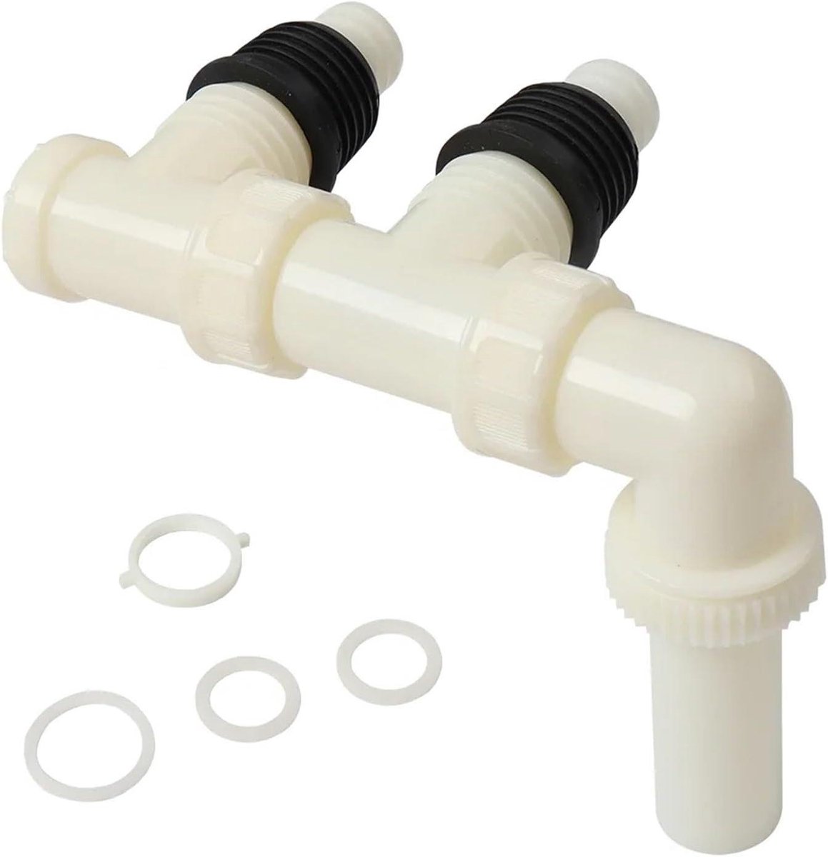 Afvoerslang Adapter Caravan - Wastewater Hose Connector - Afvalwater Afvoeren - Dubbele Aansluiting - 28.5mm / 34mm - Wit