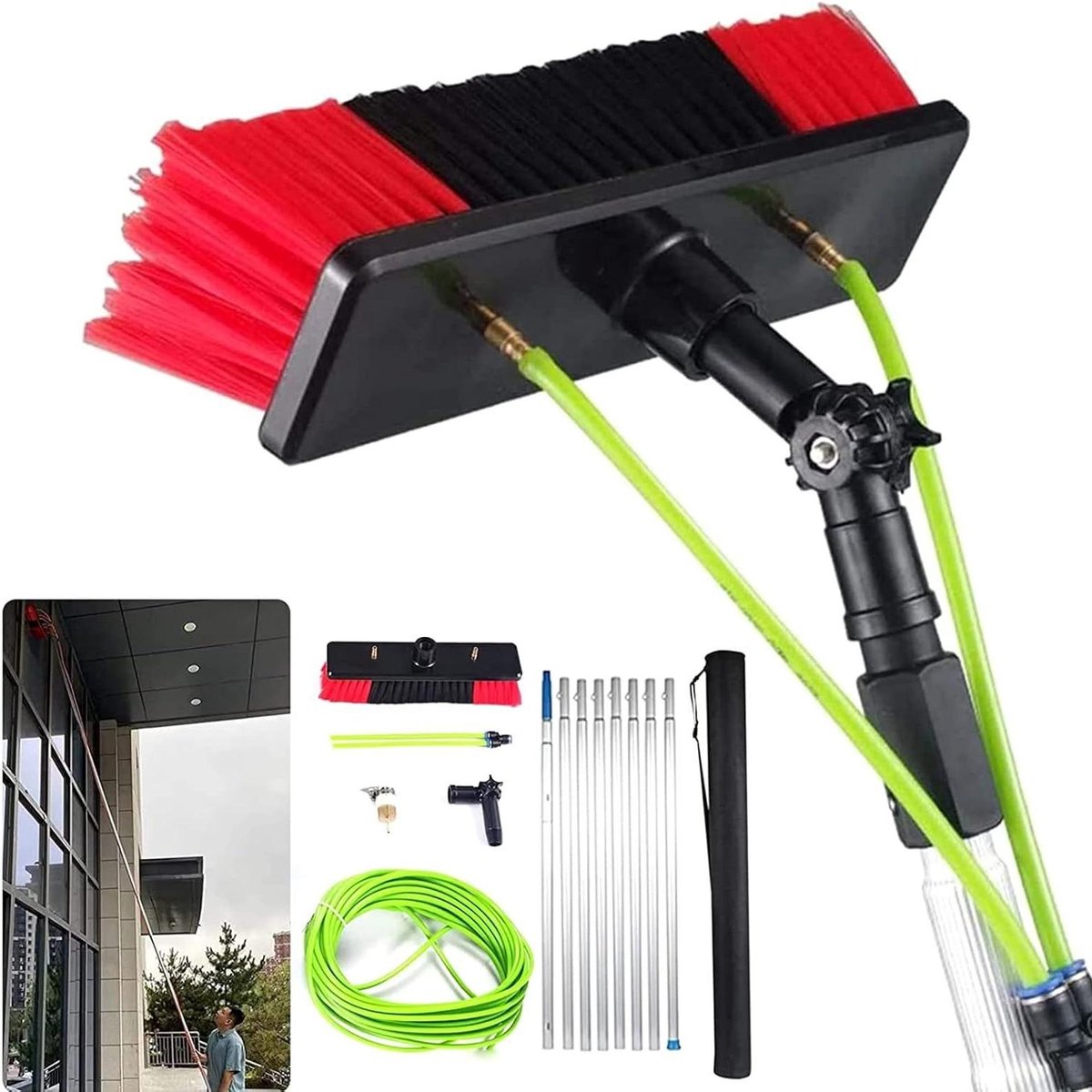 Raamwisser Stok - Glasbewassing Tool - Buiten Reinigen - Watergevoede Steel - 4 meter - Aluminium