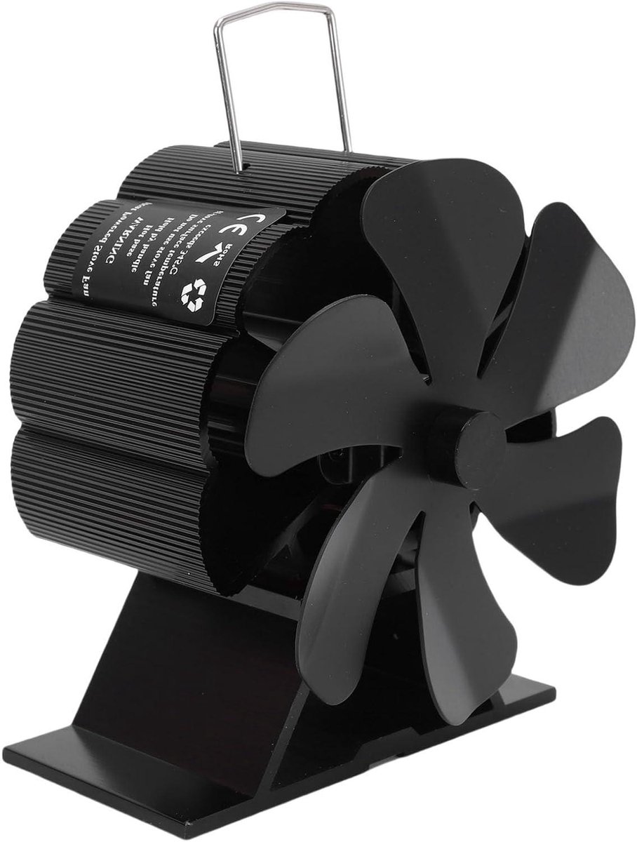 Houtkachel Ventilator - Haard Ventilator - Warmte Verspreiden - Warmte Aangedreven - 11x8x12.5 cm - Zwart