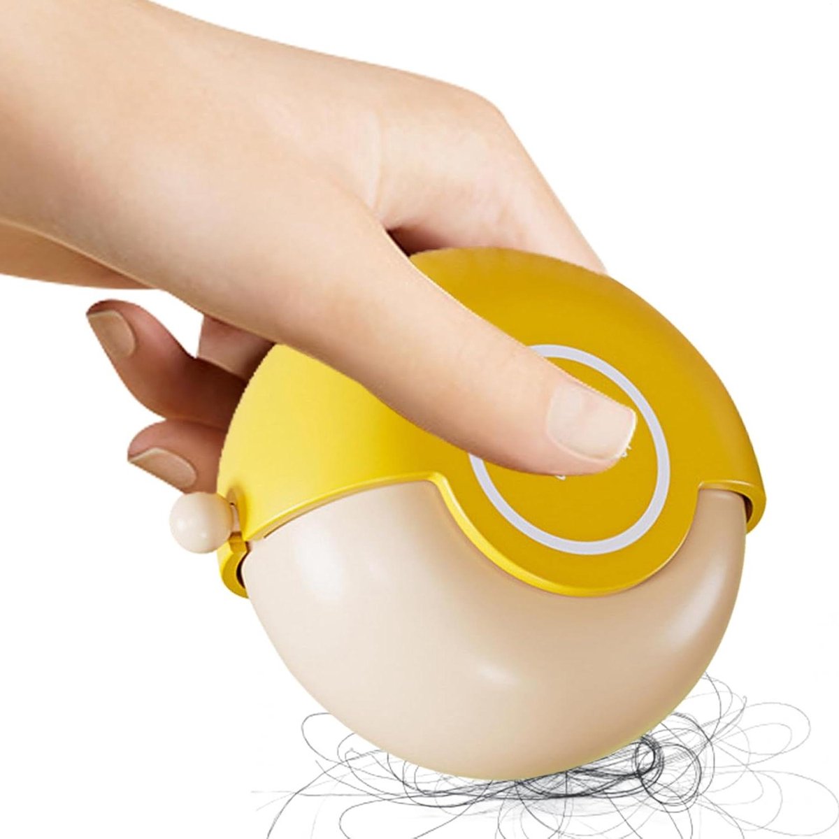 Draagbare Pluisroller - Kledingroller Hondenhaar - Stoffen Reinigen - Herbruikbaar en Wasbaar - 8 x 8 x 5 cm - Geel