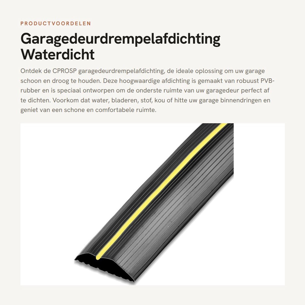 Dailygoods- Garagedeurdrempelafdichting 3 m - PVB-rubber - Antislip - Waterdicht - Voorkomt binnendringen van water/stof - Eenvoudig te installeren - Afdichtstrip