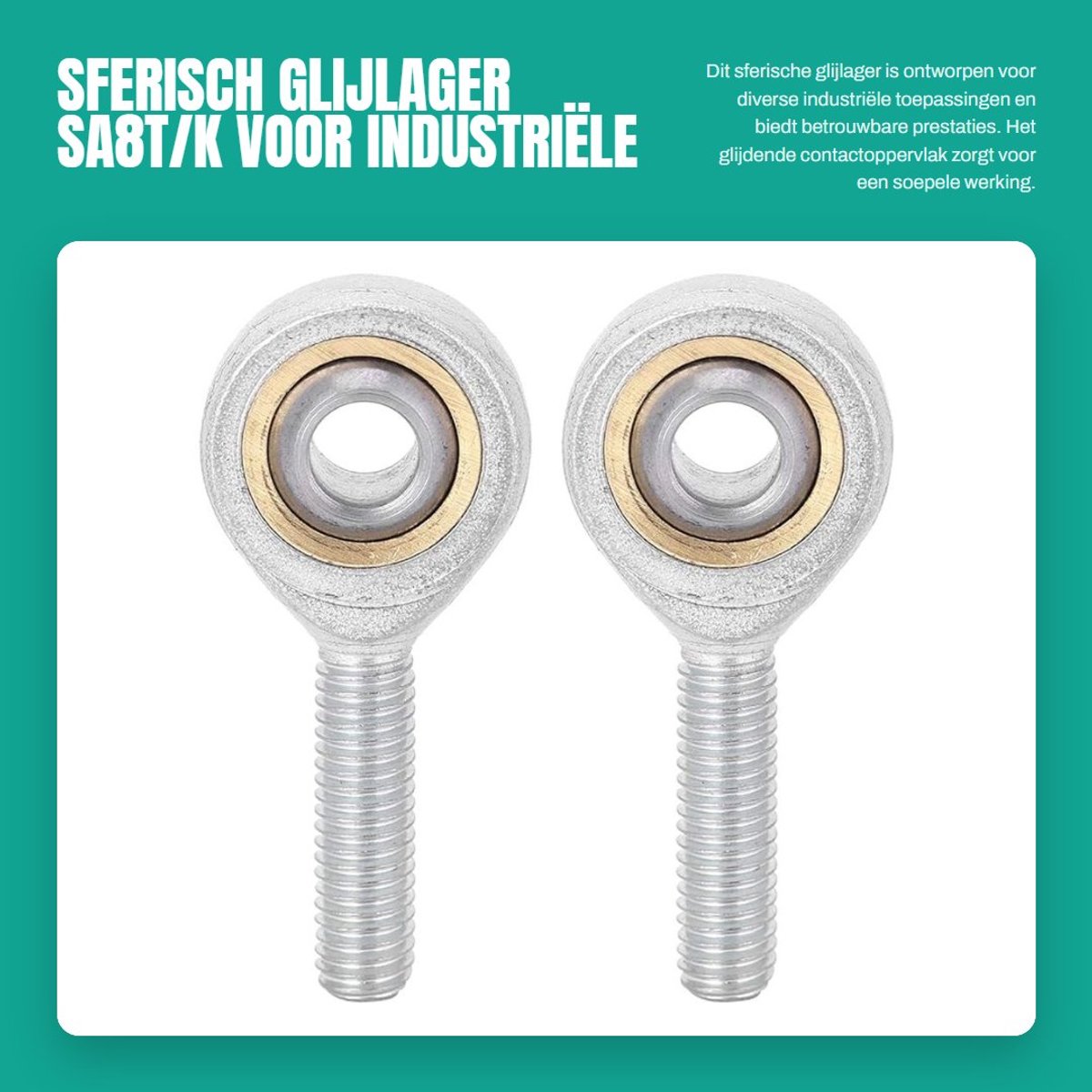Dailygoods- Glijlager Sferisch - Zelfinstellend - 8mm Binnendiameter - 2 Stuks - Roestvrij Staal - Grote Belastbaarheid - Lager