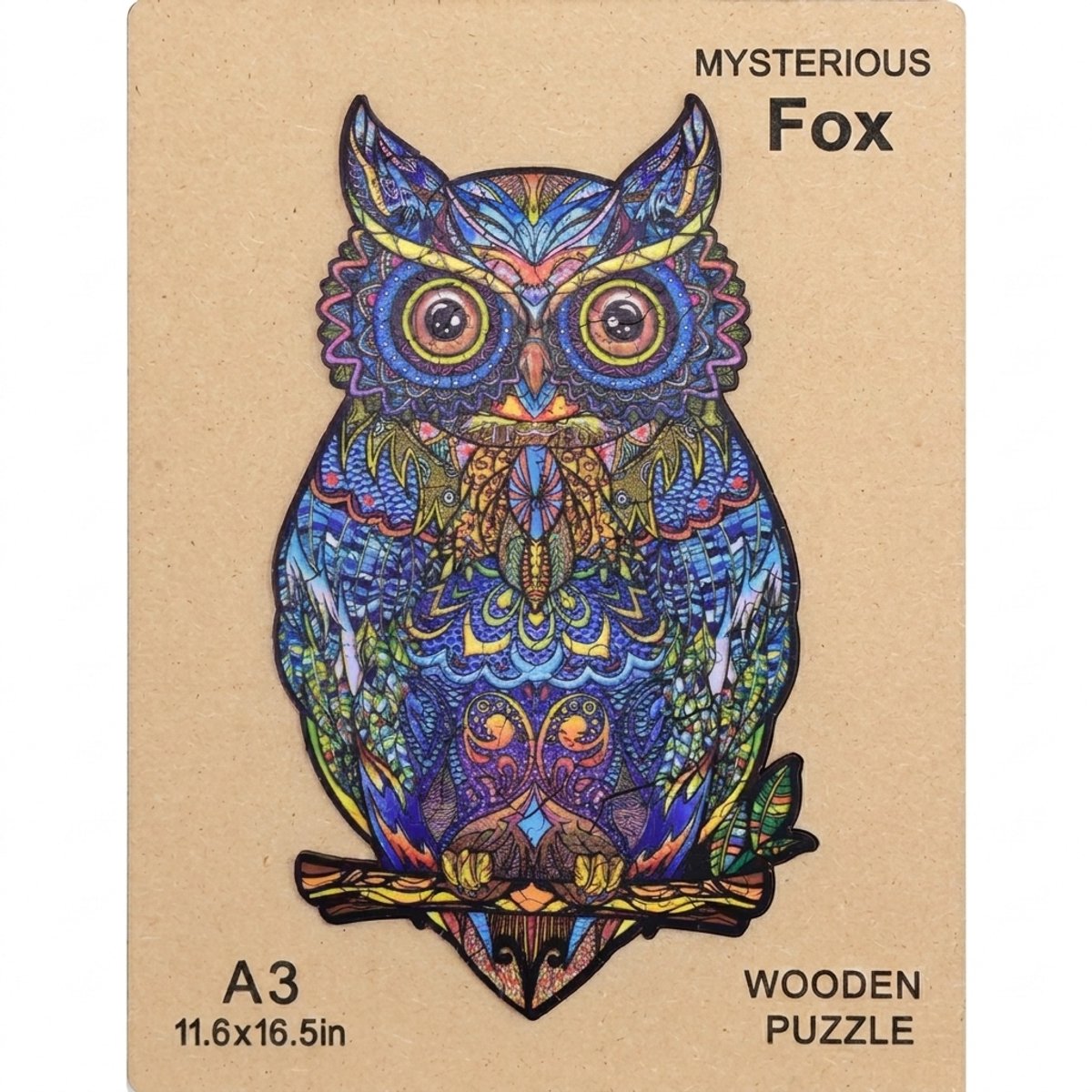 Ryoudavell - Houten puzzel uilenpatroon – puzzel 200 stukjes – Houten doos A3 formaat (420 x 297 mm) – Houten legpuzzel dieren voor kinderen en volwassenen - puzzelmap