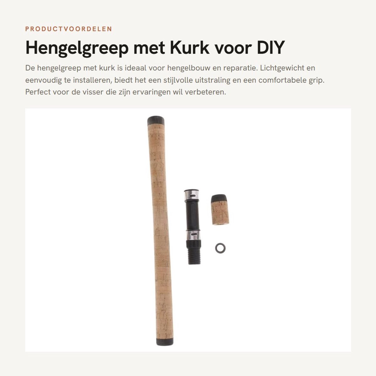 Dailygoods- Hengelgreep Lichtgewicht - Kurk Handvat - DIY Hengelbouw - Hengelreparatie - Composiet - Totale Lengte 47,5 cm - Vishengel