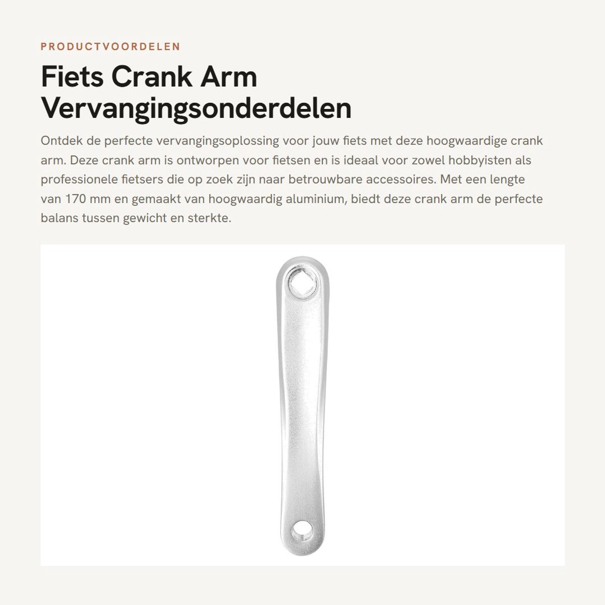 Dailygoods- Crankarm Hoogwaardige Aluminiumlegering - Fiets Accessoire - Links - 170 mm Lengte - Lichtgewicht - Schokbestendig - Fietsarm