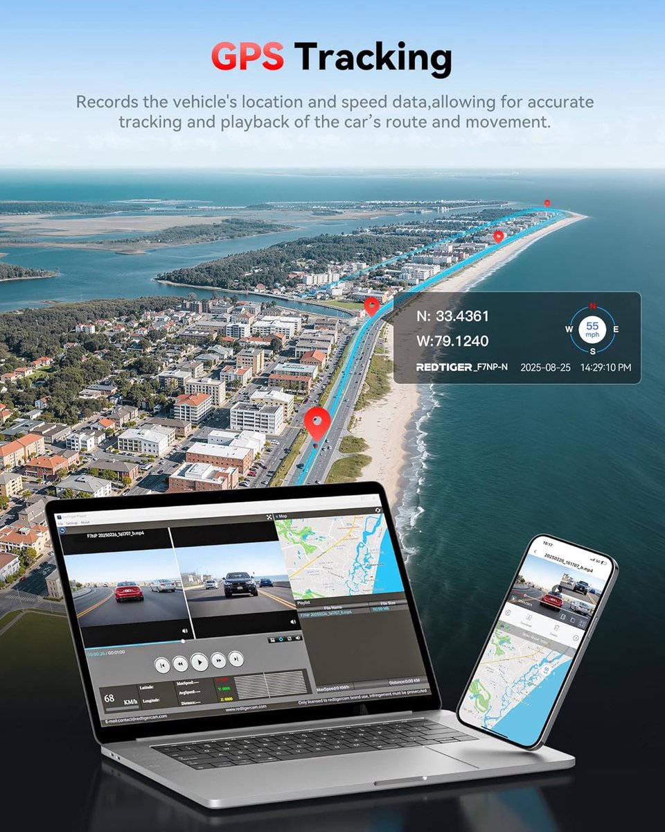 Dashcam auto 4K + 1080P voor en achter - WiFi GPS met nachtzicht, parkeermodus en 170° lens – foto 5