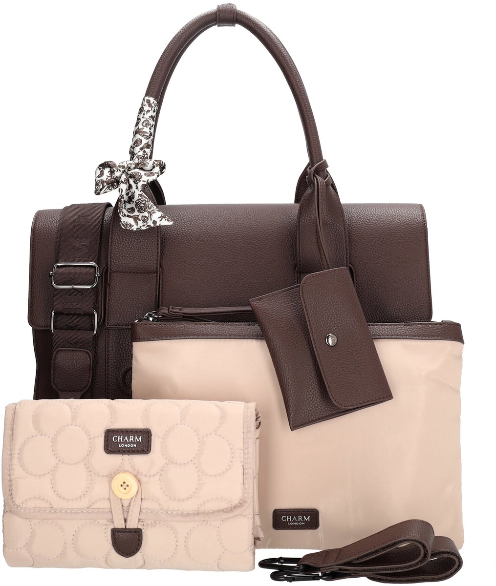 Charm London Bond Luiertas - Verzorgingstas Baby - Inclusief Verschoningsmatje - Etui - Verstelbare Schouderband - Donkerbruin – foto 8