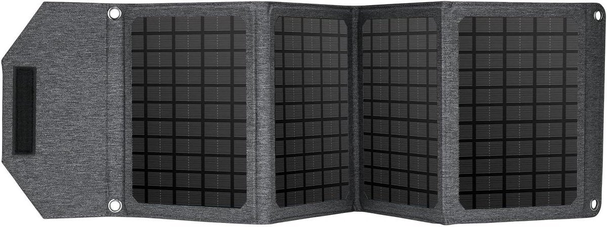 Draagbaar Zonnepaneel - Zonne-energie Oplader - Buiten Opladen - Monokristallijne Cellen - 30W Vermogen - Zwart