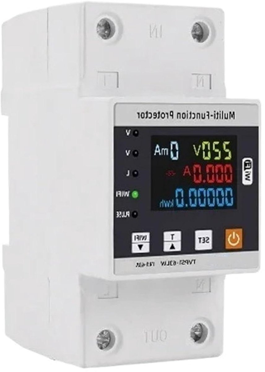 Slimme Stroomonderbreker - Energiemeter - Energieverbruik Monitoren - Met Kwh Metering - 63A 80A - Grijs