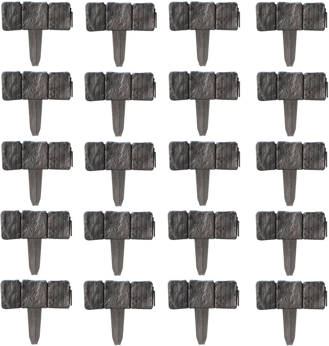Tuinomranding 20-delig - Gazonrand Bestrating - Tuin Afscheiden - Zonder Graven - 25x23 cm - Zwart