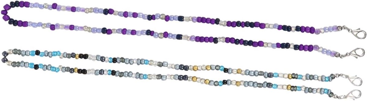 Bril Masker Ketting - Kralenkoord Gezicht - Veilig Ophangen - Creatief Kleurrijk Ontwerp - 4 Stuks 50 cm - Multicolor