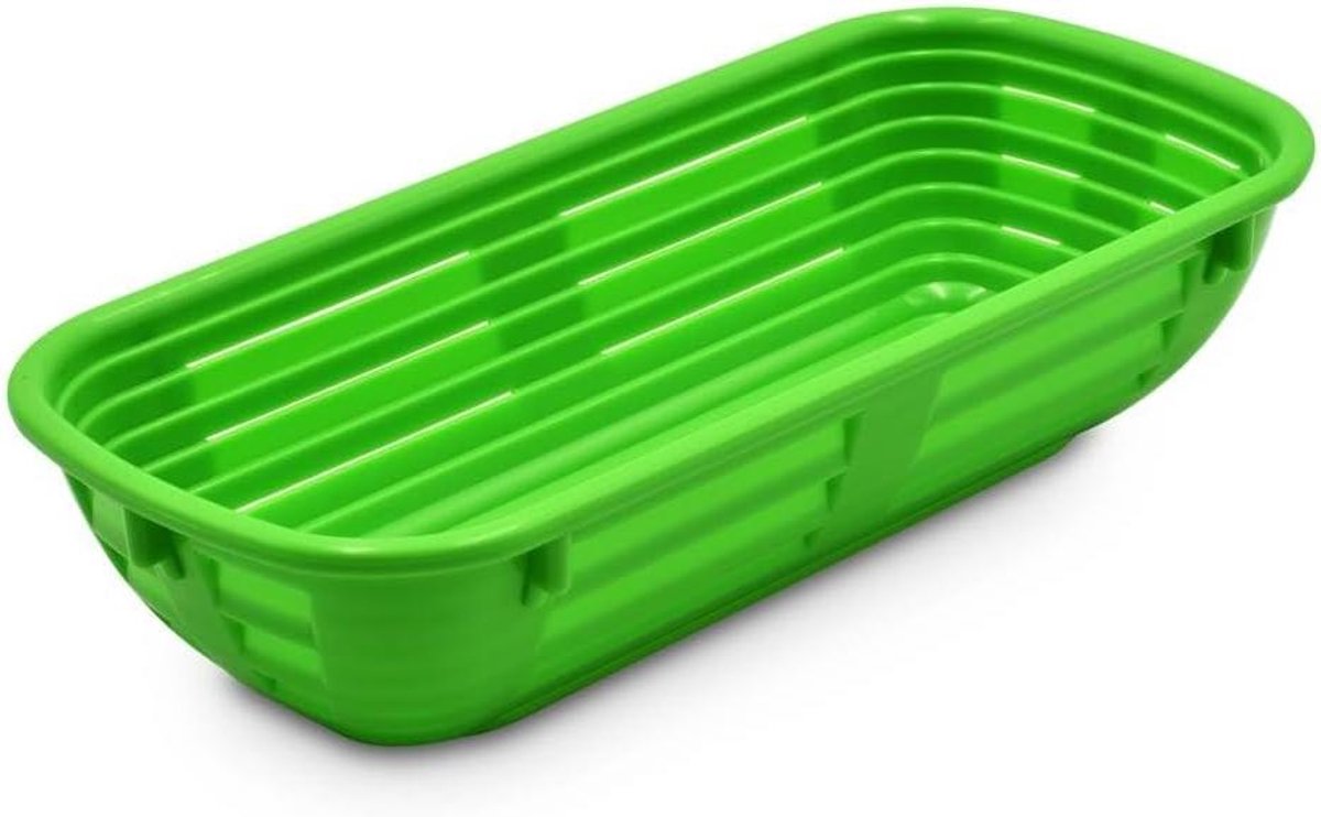 Kunststof mand - Deeg mandje - Brood bakken - Hygiënisch en onderhoudsvriendelijk - 27x12x65 cm - Groen