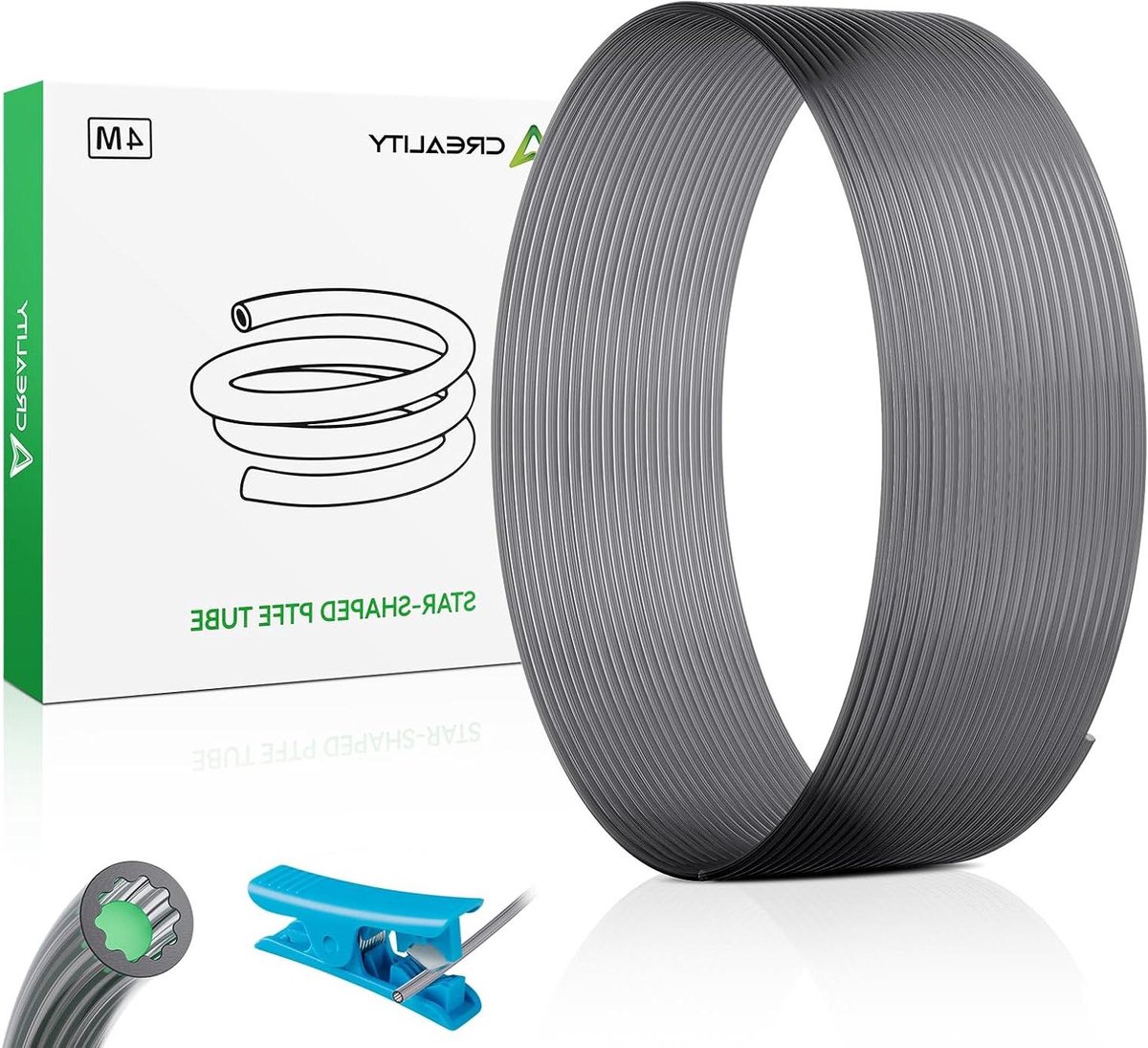 PTFE Buis - 3D Printer Buis - Gladde Filamentstroom - Stervormig Binnenkanaal - 4 meter - Wit