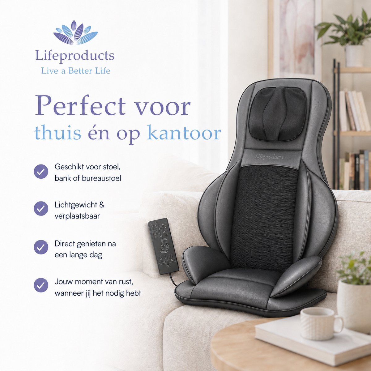 Lifeproducts Massagestoel - Rugmassage Apparaat - Shiatsu Rug Massagekussen - Massage Apparaat voor Nek en Rug - Massage Stoel met Infrarood Verwarming thumbnail 5