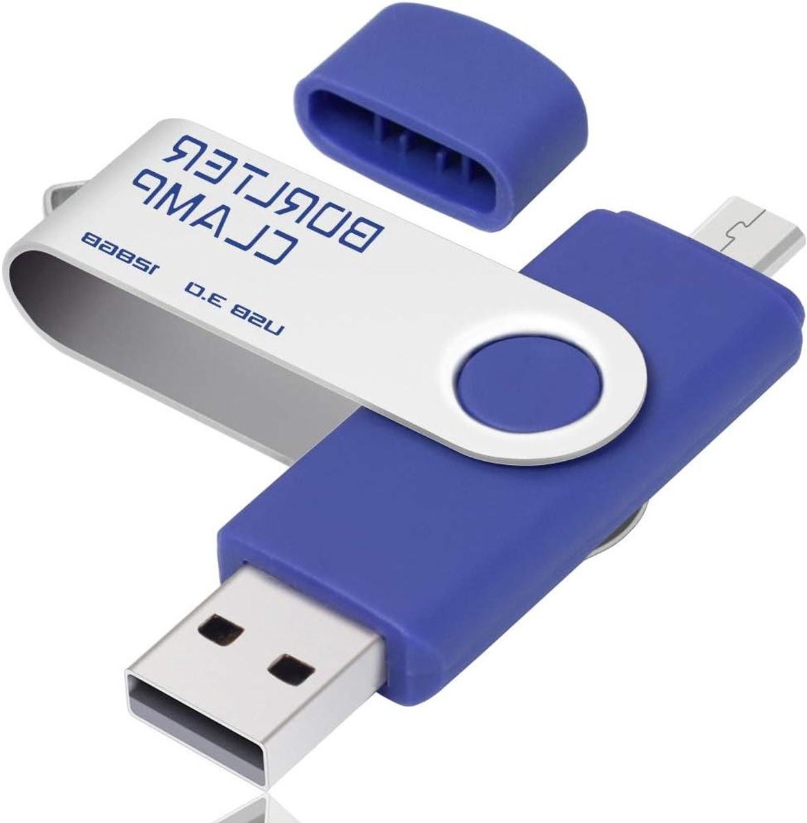 USB Stick - Geheugenstick Dual Port - Opslag Uitbreiden - OTG Functionaliteit - 128GB - Blauw