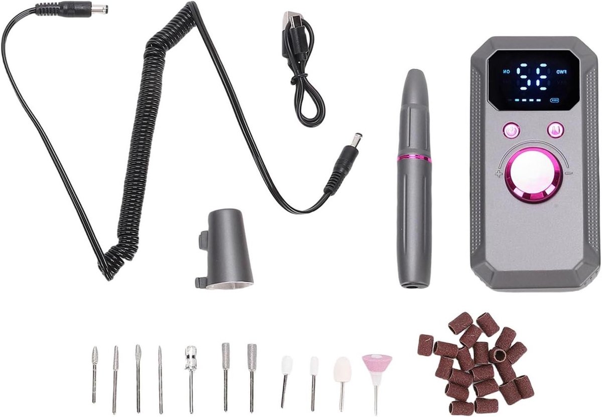 Elektrische Nagelvijl - Nagelboor Set - Manicure Pedicure - 32 Snelheden Instelbaar - 1600 mAh Batterij - Zwart