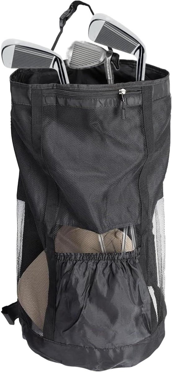 Golfkar Opbergtas - Accessoire tas - Golfen - Trekkoord sluiting - 30 x 20 cm - Zwart