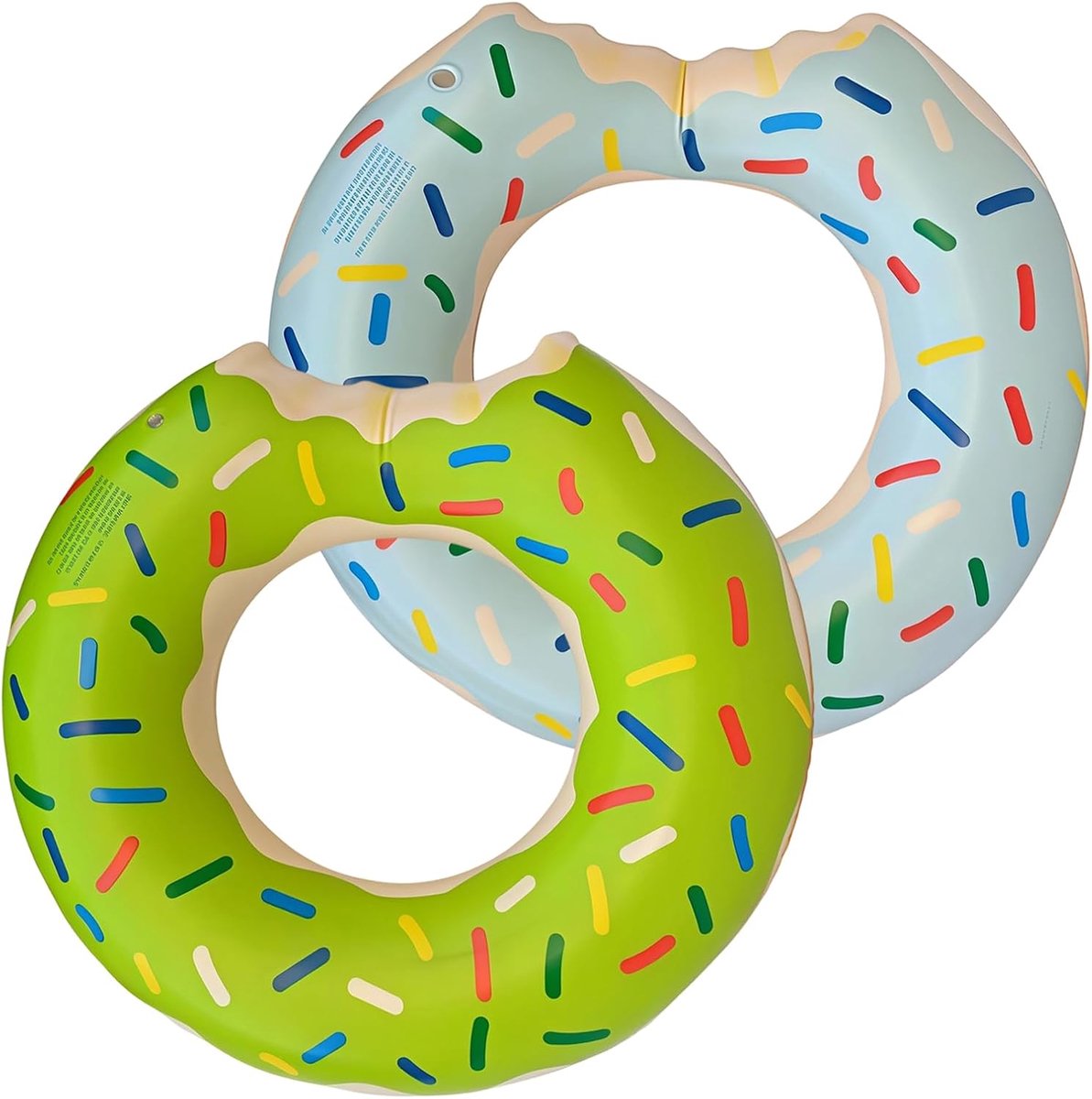 Set van 2 Donut Zwemringen 70 cm (Lichtblauw & Groen) – Extra Dik en Lekkagebestendig, Geschikt voor Kinderen van 5-9 Jaar – foto 3