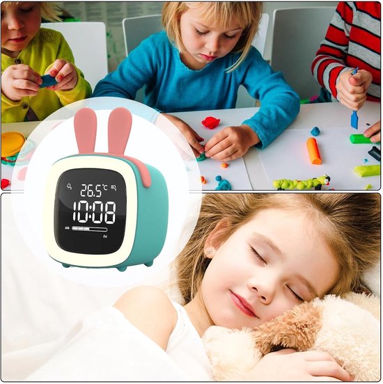 Slaaptrainer Kinderen - Led wekker - Slaaptraining - Met temperatuurmeter - Compact formaat - Zwart — afbeelding 5