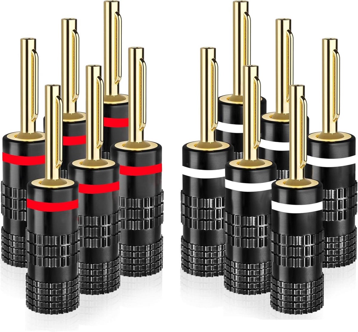 Banaanstekkers - Luidspreker Connectoren - Audio Verbindingen - Dubbele Schroefsluiting - 12 Stuks - Zwart