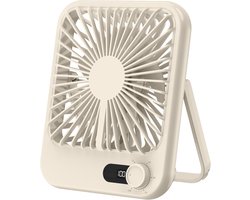 KZQ Draagbare Herlaadbare Ventilator - Stille Kleine Bureauventilator Met 180° Kantelhoek - 100 Snelheden Geschikt Voor Slaapkamer Kantoor Thuis En Buiten - Crèmewit