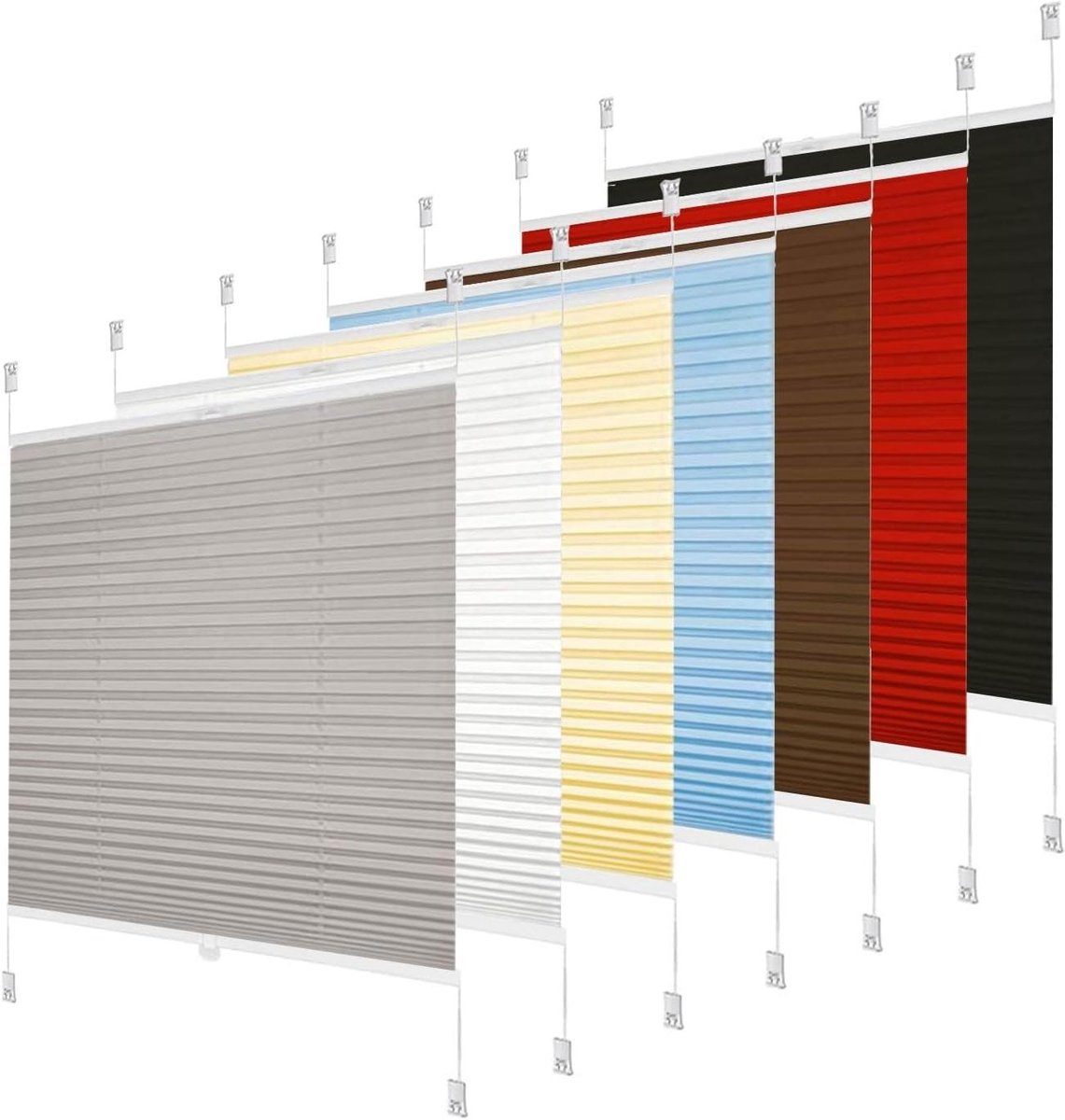 Plisségordijn - Lichtgrijze Jaloezie - Privacy Beschermen - Zonder Boren - 95x220 cm - Lic