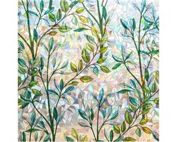 FINNEZ Raamfolie, anti-uv regenboogeffect, elektrostatische raamfolie, niet-hechtend, glaskleeffolie, decoratief voor thuis, kantoor, slaapkamer, keuken, 44,5 x 200 cm, groen