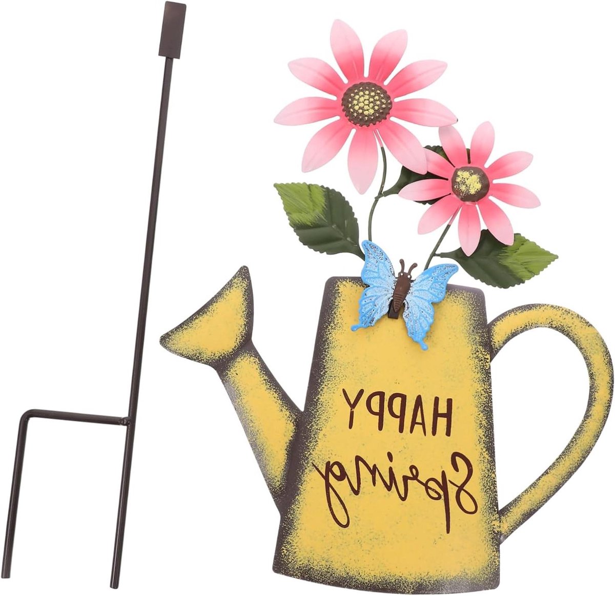 Flowers Kettle Floor Insert Outdoor Metal Decor Yard Decorative Inset Decorative Garden Inset Metal Flower Pot Insert Metal Lawn Insert Patio Decor Garden Stake Decor Lawn