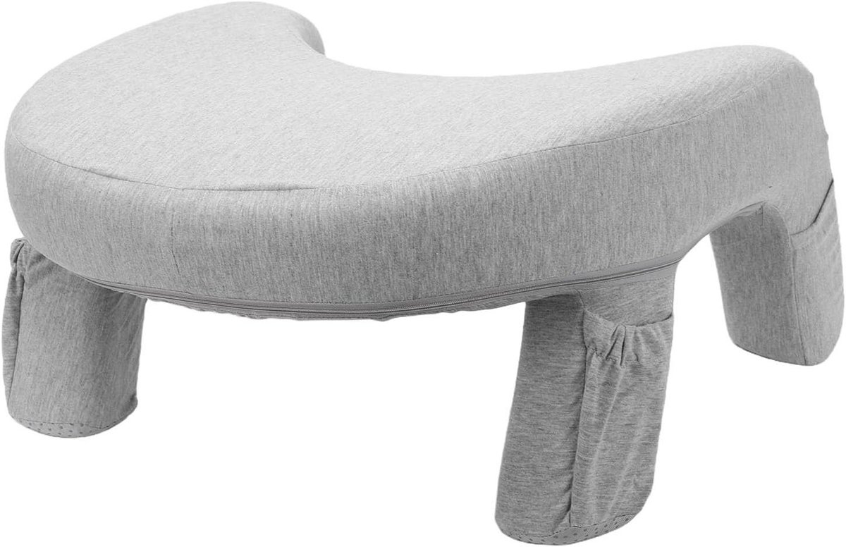 Leeskussen met Armleuningen - Leunsteun Kussen - Ontspannen in Bed - Traagschuim Vulling - 57.6 x 53.8 cm - Diep Ruimtegrijs