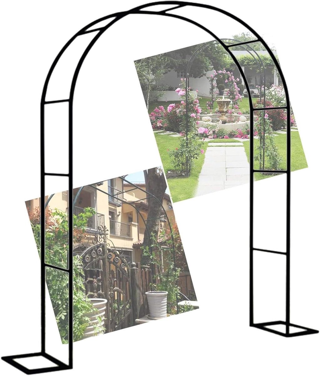 Tuinboog Metaal - Rozenboog Gazebo - Decoratie Planten - Verstevigd Frame - 350x220 cm - Zwart