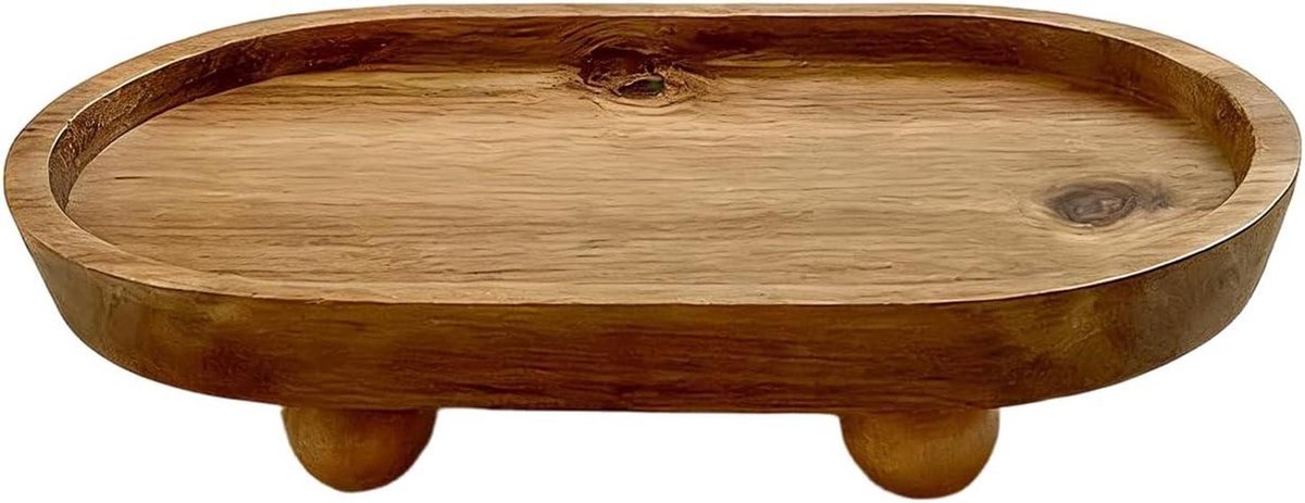 Houten Etagère - Decoratie Standaard - Ruimte Organiseren - Ovale Sokkel - 19.8 cm - Houtkleur