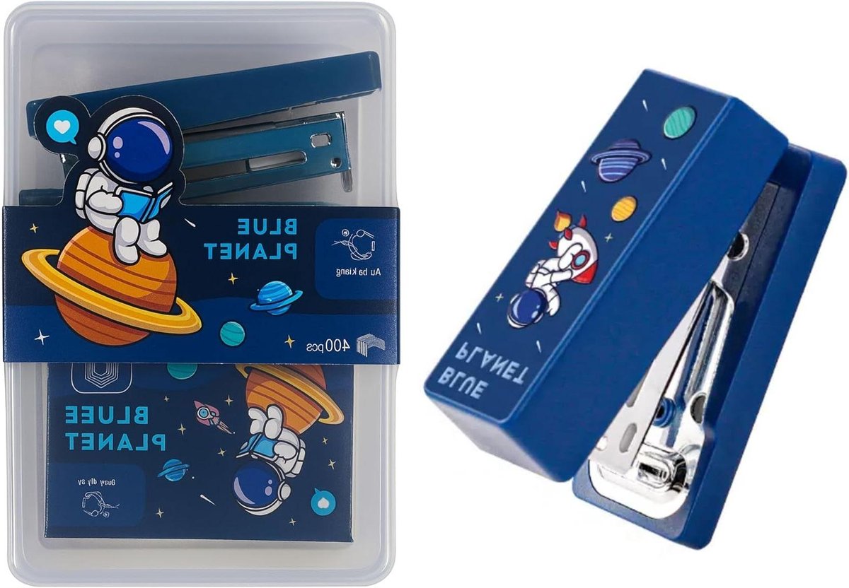 Mini Nietmachine - Kantoornietmachine - Papier Werk - Leuk Ruimte Design - 400 Nietjes - Blauw